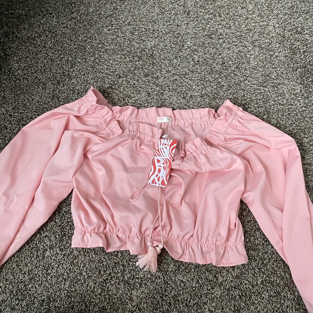Xl pink off shoulder cropped top